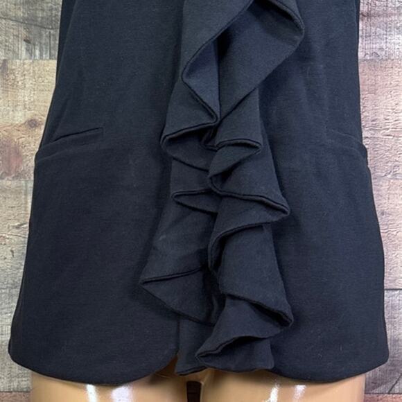 Anthropologie Luii Black Cascading Ruffle Front Vest Size Large - Picture 3 of 9